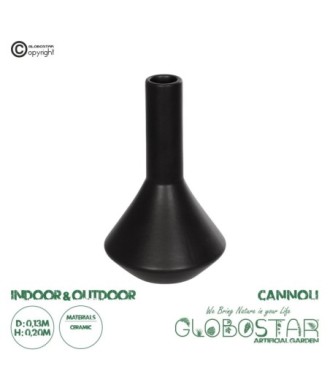 GloboStar® Artificial Garden CANNOLI 21280 Διακοσμητικό Κεραμικό Βάζo Μαύρο Π13 x Μ13 x Υ20cm